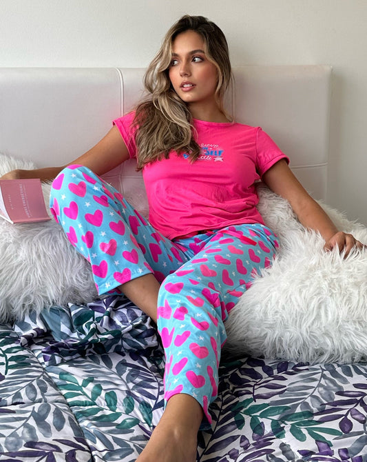 Pijamas en Pantalon Estampada Color Fucsia